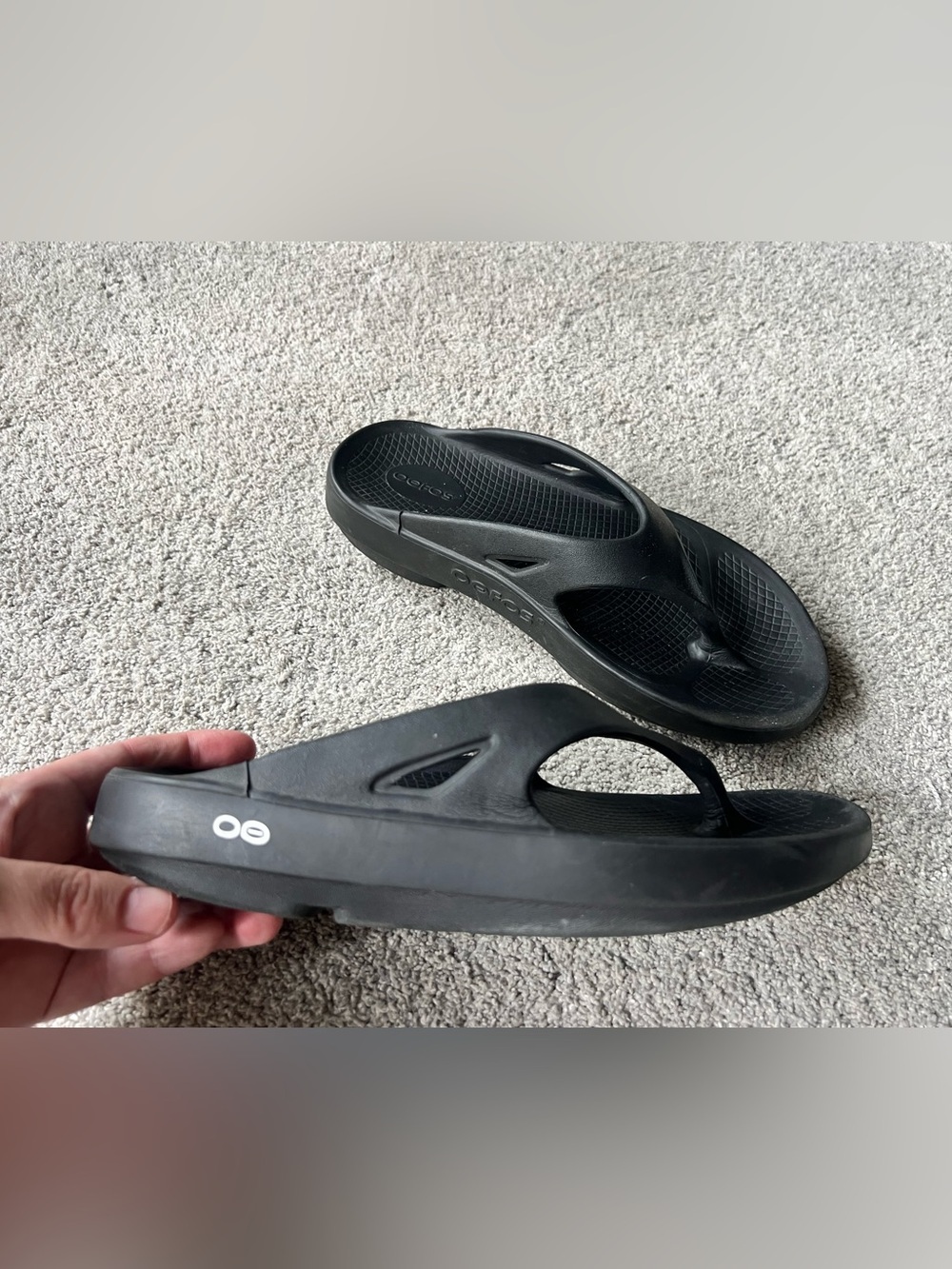 Oofos Ooriginal Unisex Size W 10/M 8/EU 41 Black Recovery Flip Flops Sandals